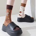 thumbnail image 3 of ZenCart 1 Pair Winter Cartoon Socks Asymmetric Animal Printing Piled Socks Mid-tube Calf Socks Sport Homewear Socks Stretchy Footwear for for Walking Jogging And Exercising, 3 of 8