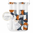 thumbnail image 2 of Navy Blue No Hook Shower Curtain Waterproof,Bathroom Curtains with Snap in Liners and See Through Top Window,Middle Century Modern Geometric Abstract Art Hotel Style Bathtub Curtains Shower 72"Wx84"L, 2 of 8