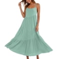 thumbnail image 4 of YueHuiYing Women's Summer Sleeveless Halter Midi Maxi Dress Casual Loose Fit Pleated Tiered Flowy Beach Vacation Long Sundress, 4 of 9