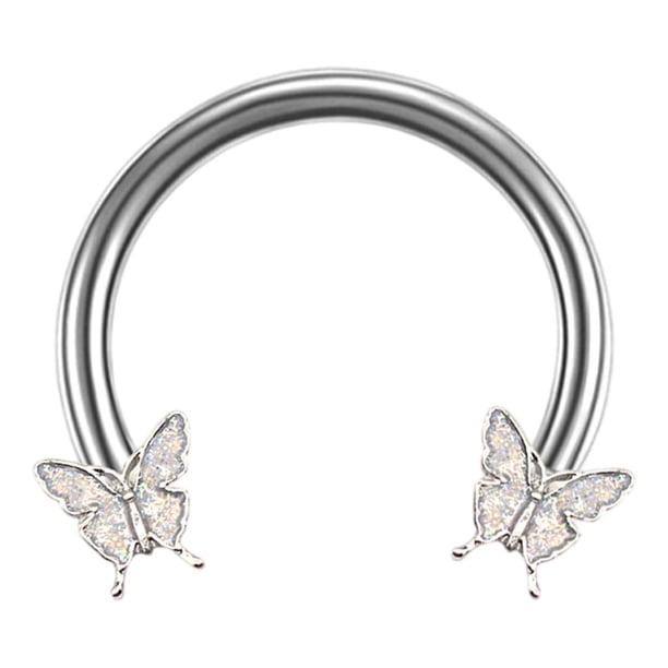 Pendiente de mariposa, aro, piercing para trago, ceja, labio, retenedor, pendiente de oreja, fosa nasal blanco