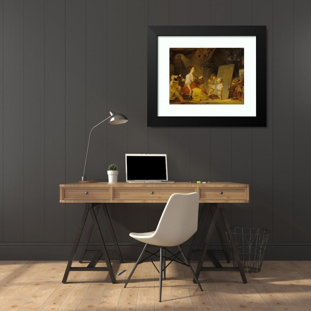 Jean-Honoré Fragonard 24x19 Black Modern Framed Museum Art Print Titled - So Please Say (Say Please) (C. 1780)