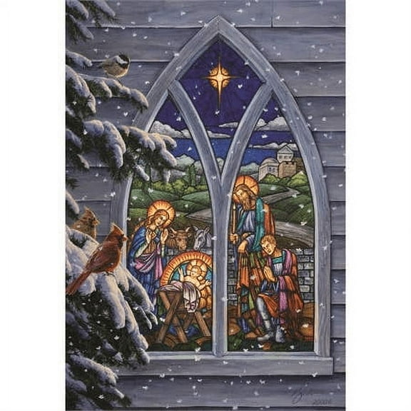 Light From Within Stained Glass 13 x 18 Small Christmas House Flag