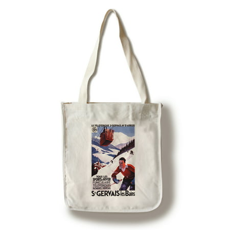 St Gervais-Les-Bains, France - Ski at St Gervais-Les-Bains - Vintage Travel Poster (100% Cotton Tote Bag - (Best Ski Travel Bags)