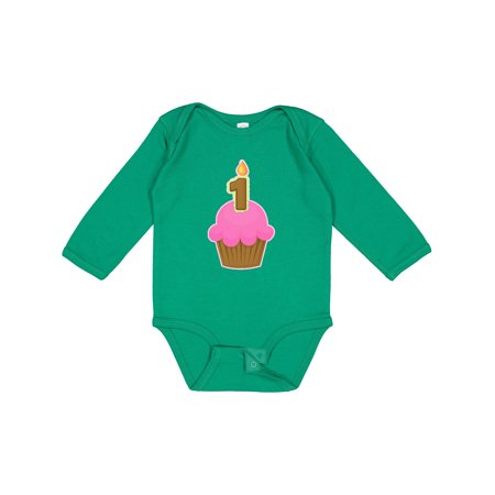 

Inktastic Pink 1st Birthday Cupcake Gift Baby Girl Long Sleeve Bodysuit