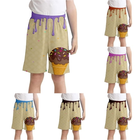 WEIGFI Toddler Kid Boys Swim Trunks Ice Print Quick Dry Board Shorts With Pockets Surfing Elastic Waist Swimwear Summer Water Play Daily Wear Cool Party Beachwear Purple 7-8 Years