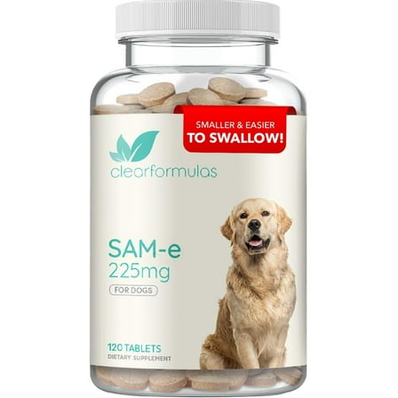 Clear Formulas SAM-e Chewable Dog Supplement 225 mg, Liver and Mood Support, 120 Count