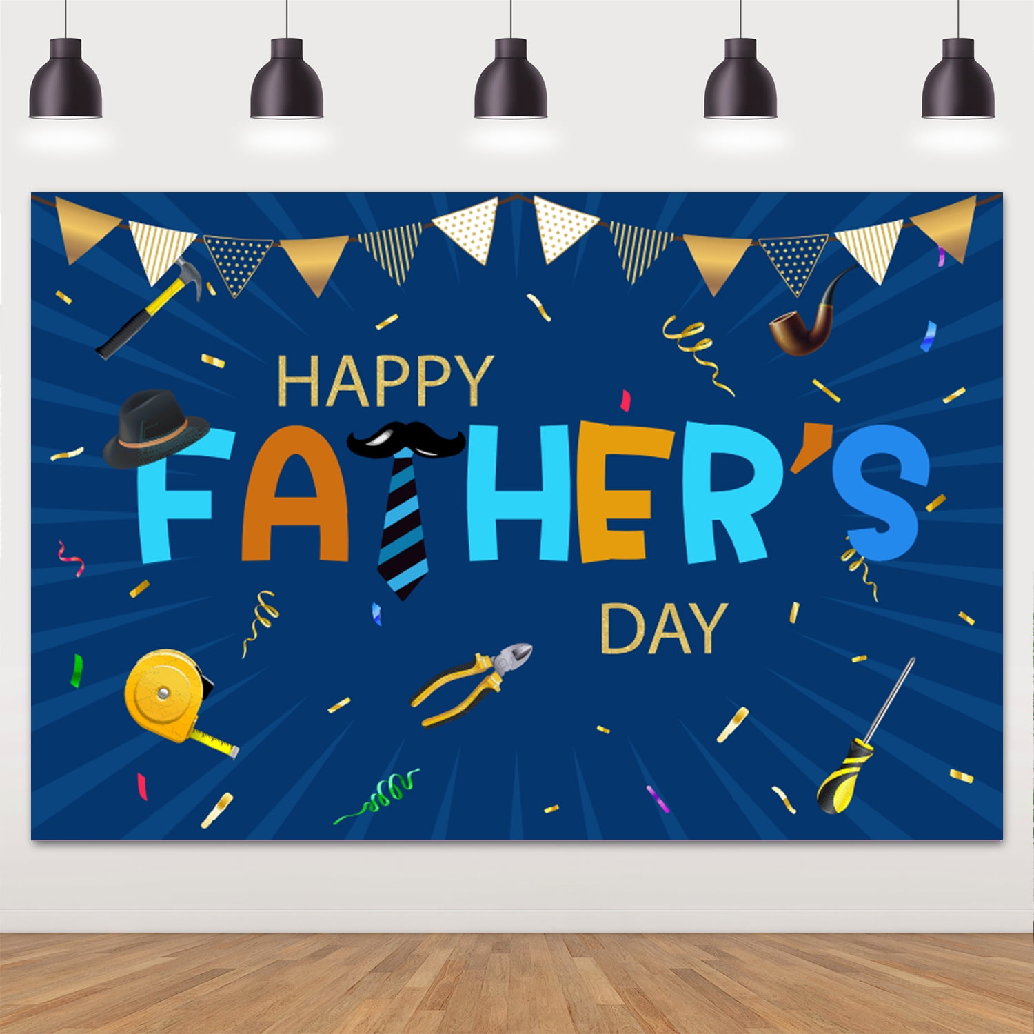 Happy Father's Day Backdrop Father's Day Decorations Washable and Reusable Background Cloth Best