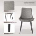 thumbnail image 5 of NIUTN Dining Chairs Set of 2,Upholstered Dining Room Chairs with Metal Legs,Faux Leather Kitchen Chairs,Armless Side Chairs,Large Padded, Metal Legs,Grey, 5 of 9