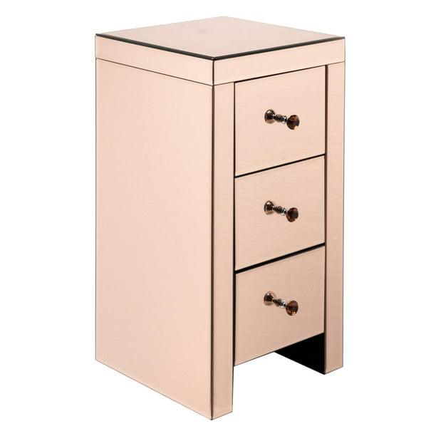 Ubesgoo Mirrored Nightstand End Tables, Mirror And Wood Bedside Tables
