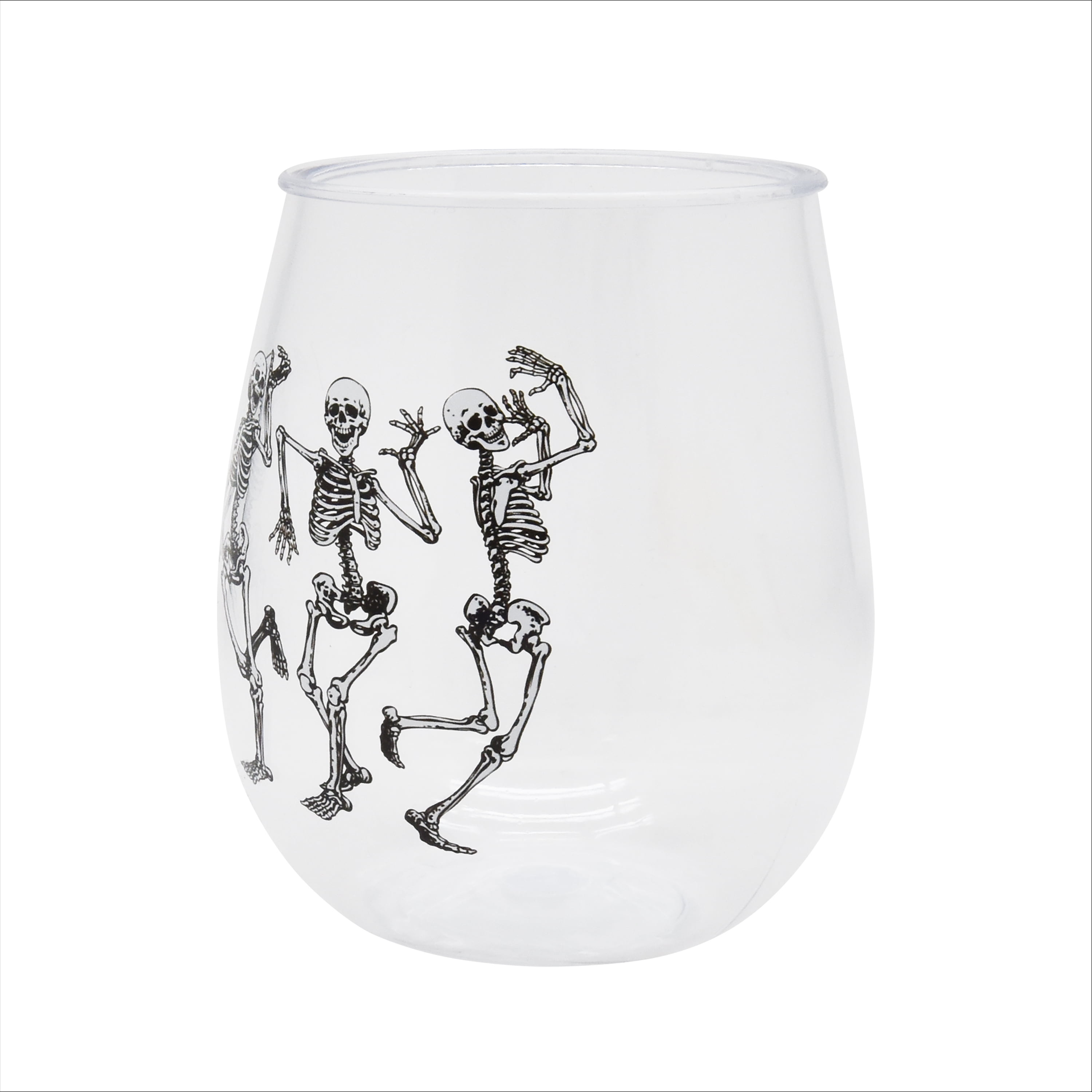 Dancing Skeletons 21 oz. Stemless Wine Glasses (Set of 4