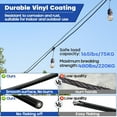 thumbnail image 5 of Tootaci 1/8 Black Vinyl Coated Stainless Steel Cable, 100ft Wire Rope with Sleeve and Thimble, for String Light, Shade Sail, Clothesline, Curtain, 5 of 7