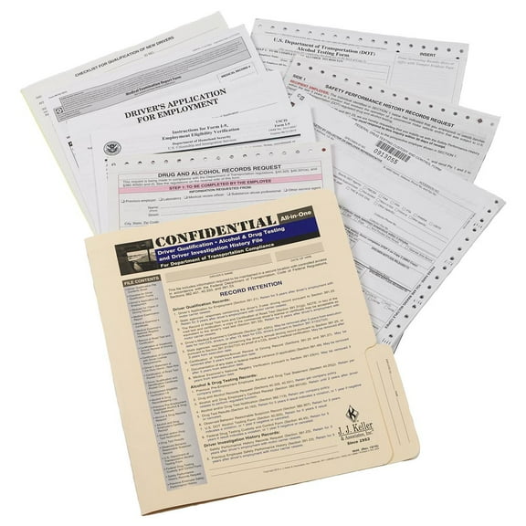 Confidential All-in-One Driver Qualification Packet - Two Copies, 9.5" x 11.75" - Includes Forms for Driver Qualification, Alcohol & Drug, and Safety Performance History - J. J. Keller & Associates
