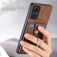 thumbnail image 4 of Slim fit Wallet Phone Case for Redmi Note 12S, Portable Ring Design PU Leather Case, Safety Button and Cards Slot Cover for Redmi Note 12S,DK Brown, 4 of 16
