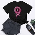 thumbnail image 3 of VKOYWKM Womens Pink Ribbon T-Shirts Breast Cancer Breast Cancer Print T Shirts Short Sleeve Inspirational Tops Breast Cancer Crew Neck Tees, 3 of 3