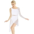 thumbnail image 2 of Eandarui Womens Lyrical Ballet Dance Dress Modern Contemporary Costume High Low Skirt Leotard White XL, 2 of 7
