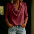 thumbnail image 6 of Warop Womens 3/4 Sleeve Tops Fall Cowl Neck Shirts Solid Office Business Dressy Casual Outfits, 6 of 6