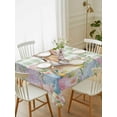 thumbnail image 2 of Easter Rectangle Tablecloth, Spring Bunny Colorful Eggs Floral Leaves Grey Plaid Waterproof & StainResistant Tablecloth, Washable Oil-proof Table Cover for Dining/Party/Wedding/Buffet 52x70 In, 2 of 9