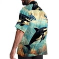 thumbnail image 3 of Whale Men's Hawaiian Shirt, Button Down Poplin Short Sleeve Casual Summer Beach Printed Unisex Shirts, 3 of 6