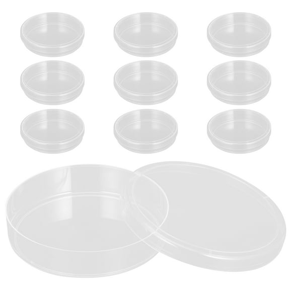 OUNONA 10 Pcs Plastic Petri Dish 9.00X9.00X2.00CM Transparent