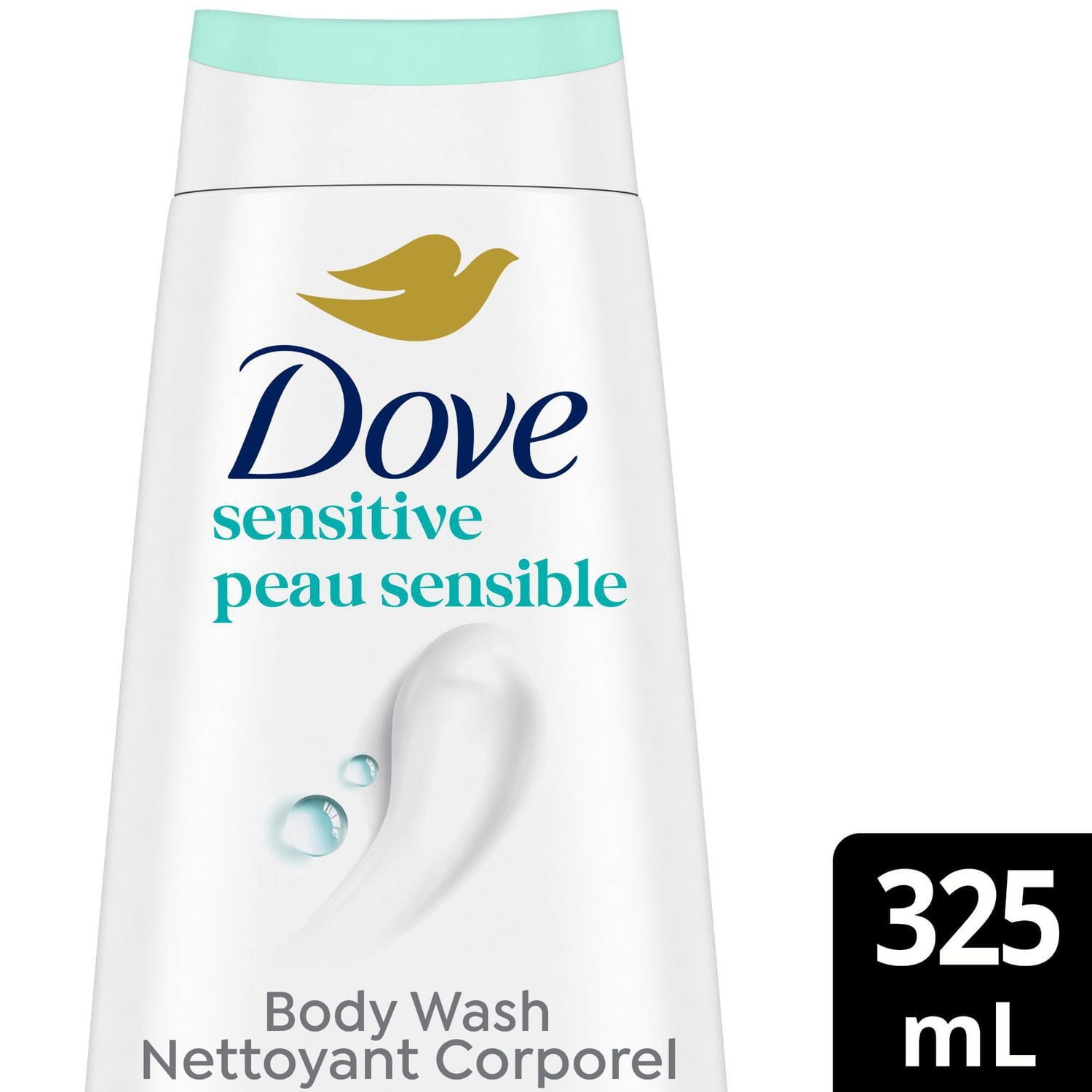 Dove Sensitive Skin Body Wash For 24hr Lotion-Soft Skin, Hypoallergenic with No Sulfates No Parabens, 325mL