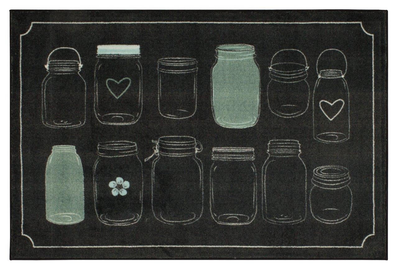 Mohawk Prismatic Mason Jar Kitchen Rug, Black, 3' 4"x5'