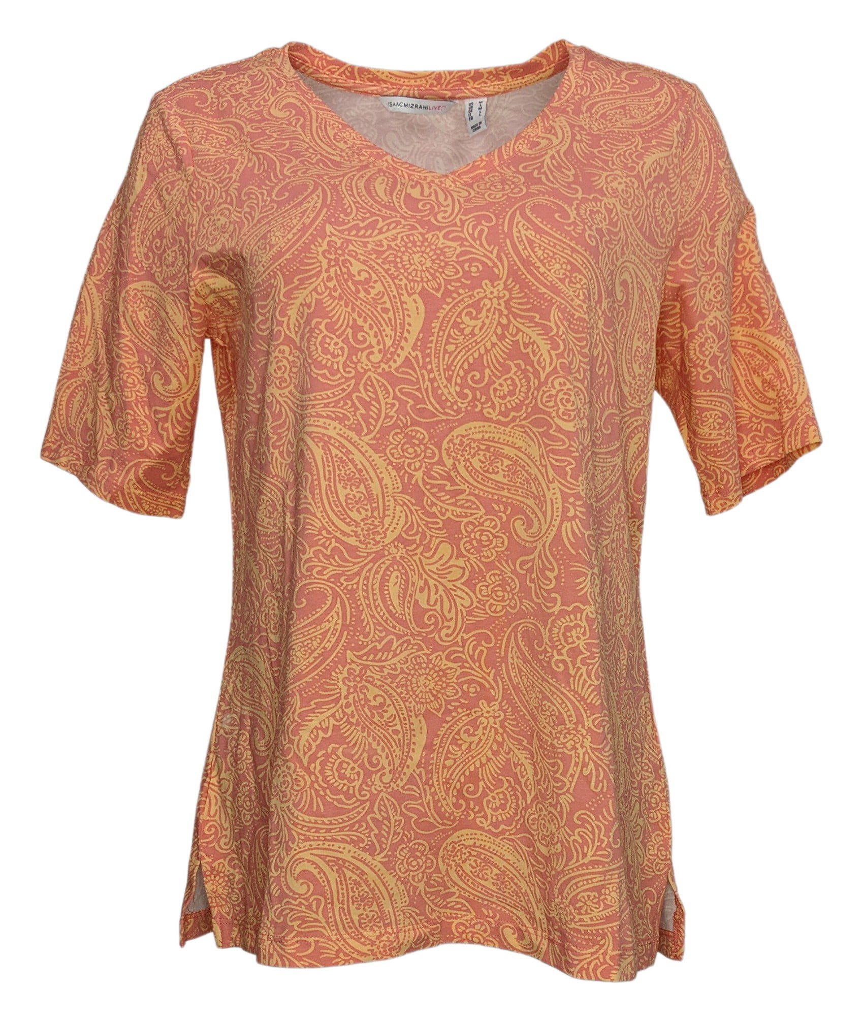 Isaac Mizrahi Live! Women's Top Sz M Reg Basic T-Shirt Orange - Walmart.com