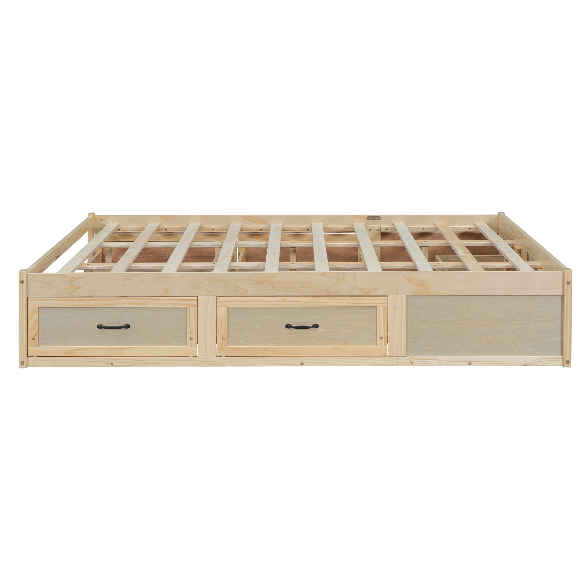 Aukfa Full Size Storage Platform Bed with 6 Drawers, Farmhouse Captain Bed Frame, Antique Oak