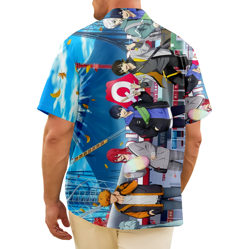 Blue Lock Characters Graphic Mens Hawaiian Shirt,Blue Lock Casual Button  Down Hawaiian Shirts 