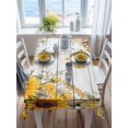 thumbnail image 3 of Farmhouse Sunflower Rectangle Tablecloth, Vintage Daisy Butterflies Gray Wood Waterproof & StainResistant Tablecloth, Washable Oil-proof Table Cover for Dining/Party/Wedding/Camping/Buffet 52x70 In, 3 of 9