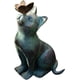 thumbnail image 1 of Estatua de gato retro, decoración de jardín con diseño especial, superficie de rayas retro y efecto moteado, 1 pieza de piedra de poliresina impermeable, decoración del hogar para jardín, estantería,, 1 of 5