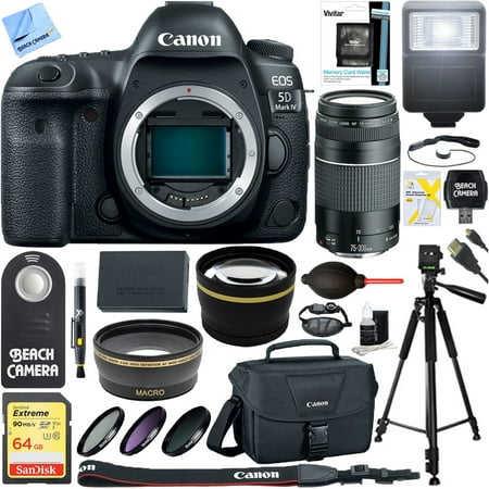 Canon EOS 5D Mark IV 30.4 MP Full Frame CMOS DSLR Camera (Body) & 75-300mm Lens Ultimate Bundle