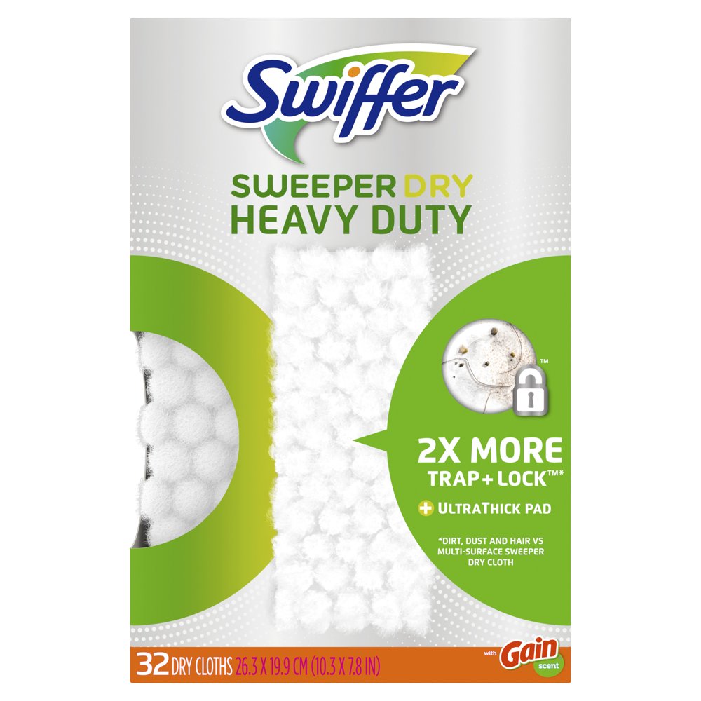 Swiffer Sweeper Heavy Duty Dry Pad Refills, Gain Original Scent, 32 Ct