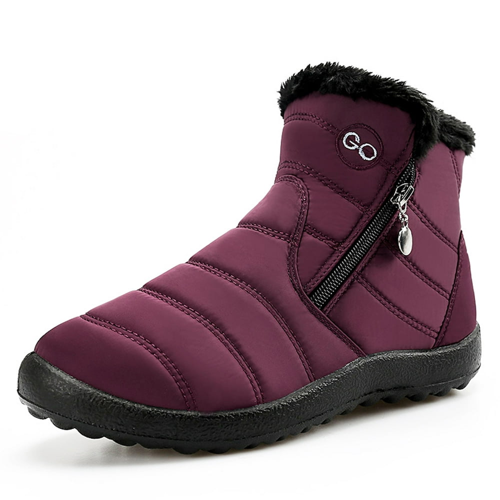 Womens Warm Fur Lined Winter Snow Boots Waterproof Ankle Boots ...