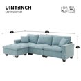 thumbnail image 2 of HISKC 100" Modern Convertible Sectional Sofa,L-shaped Reversible Couch Set with Free Pillows,4 Seat Suede Velvet Sleeper Sofa with Ottoman for Living Room,Apartment,Office,Blue, 2 of 10