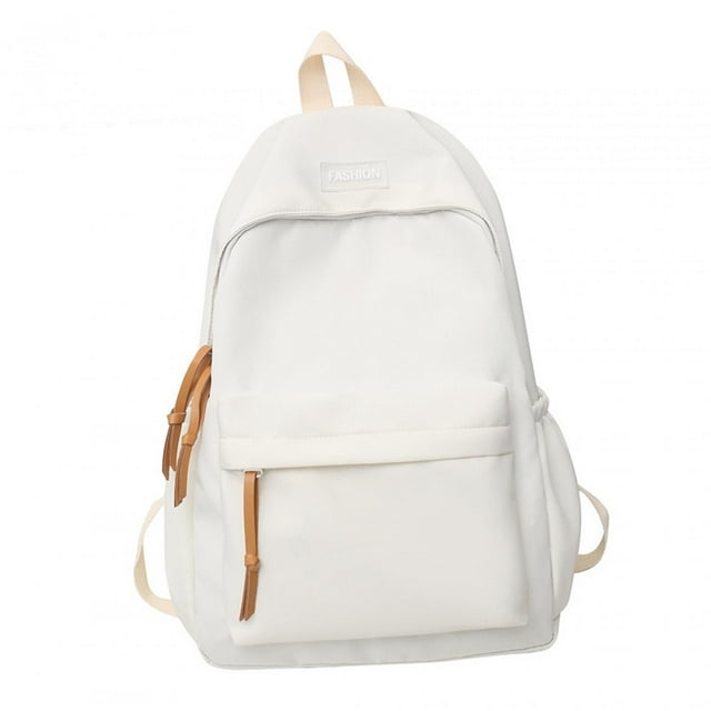 Mochila de moda elegante con cremalleras suaves y asa para acampar Blanco