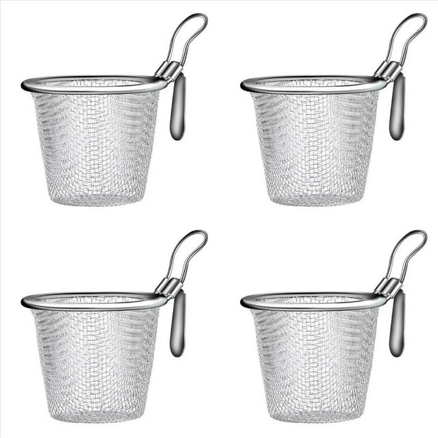 4 Uds. Colador de Acero Inoxidable, Cesta Coladora para Alimentos, Cestas para Colador de Cocina, Olla Caliente, Coladores para Freír, Fideos para Servir, L