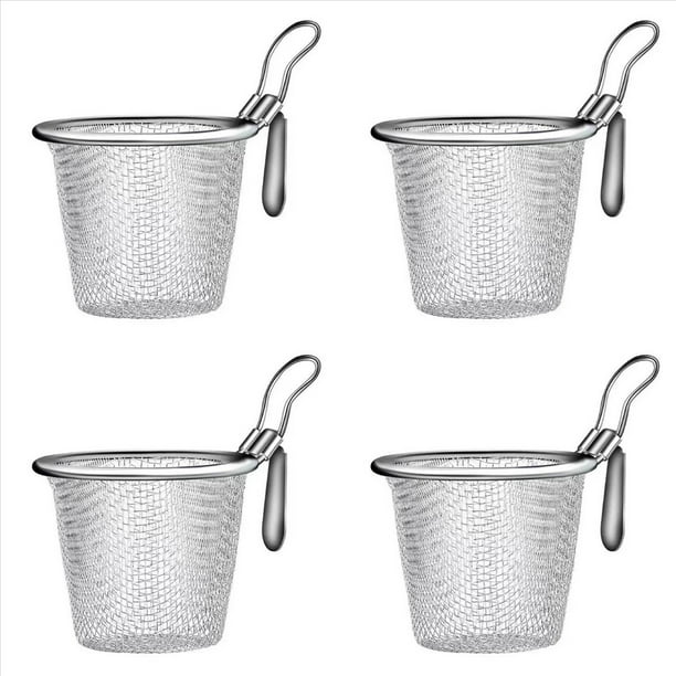 4 Uds. Colador de Acero Inoxidable, Cesta Coladora para Alimentos, Cestas para Colador de Cocina, Olla Caliente, Coladores para Freír, Fideos para Servir, L