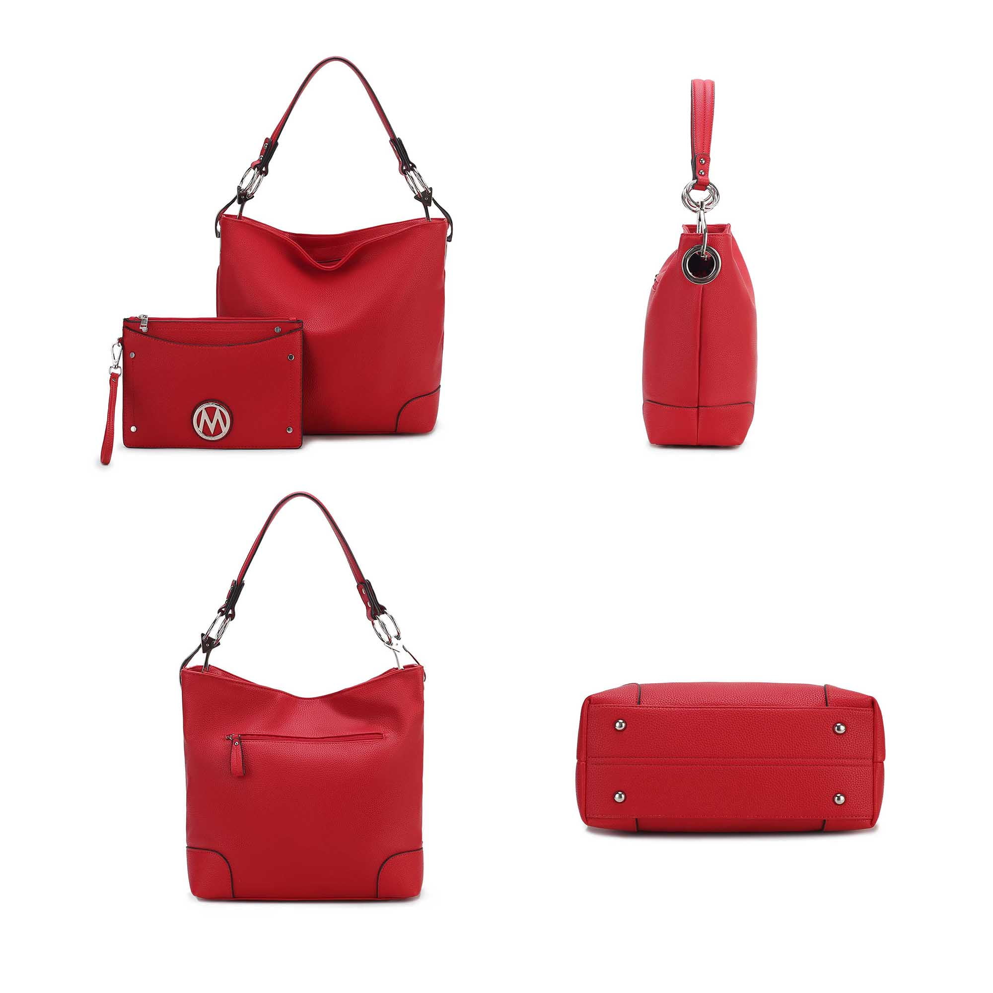 MKF Collection Viviana Vegan Leather Women’s Hobo Bag with Wristlet – 2 pieces by Mia K - Navy