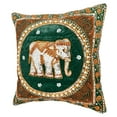 thumbnail image 3 of Elegant Thai Elephant Velvet and Pearls Set of 2 Square Pillow Covers - Dk Green, 3 of 6