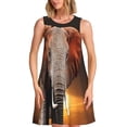 thumbnail image 1 of Xecao Robe d'Été Éléphant au Coucher du Soleil au Kenya pour Femmes Robe Décontractée de Plage Sans Manches avec Poches, 1 of 7
