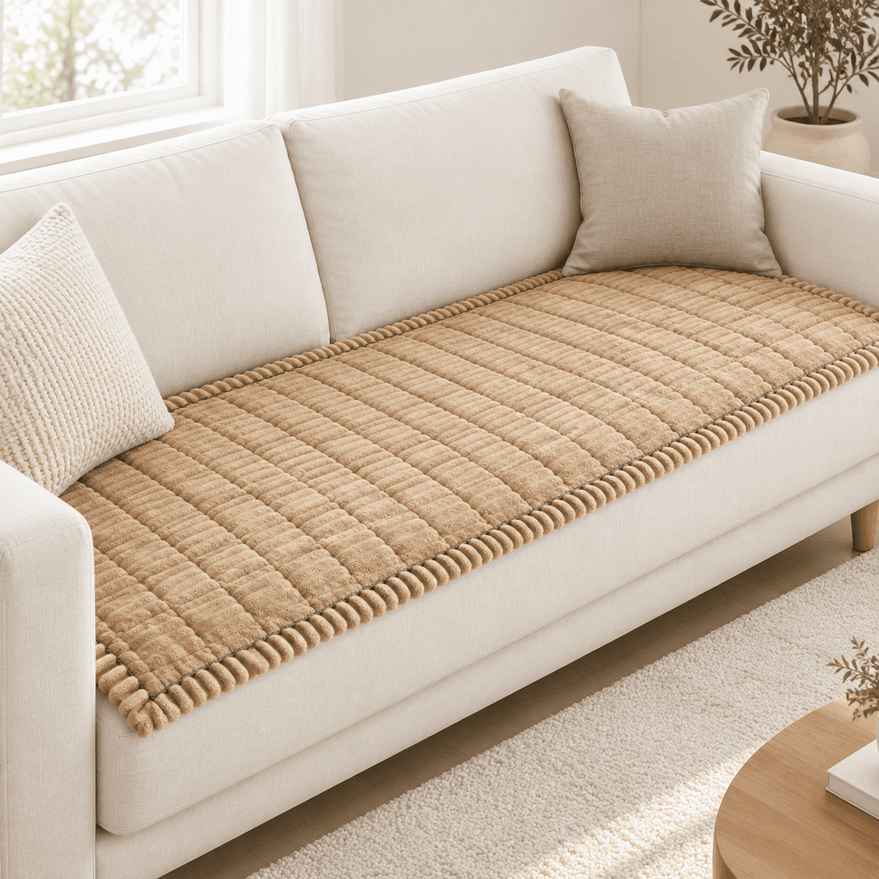 Brown 27in*83in Pet Sofa & Chair Protector Washable Polyester Furniture Cover