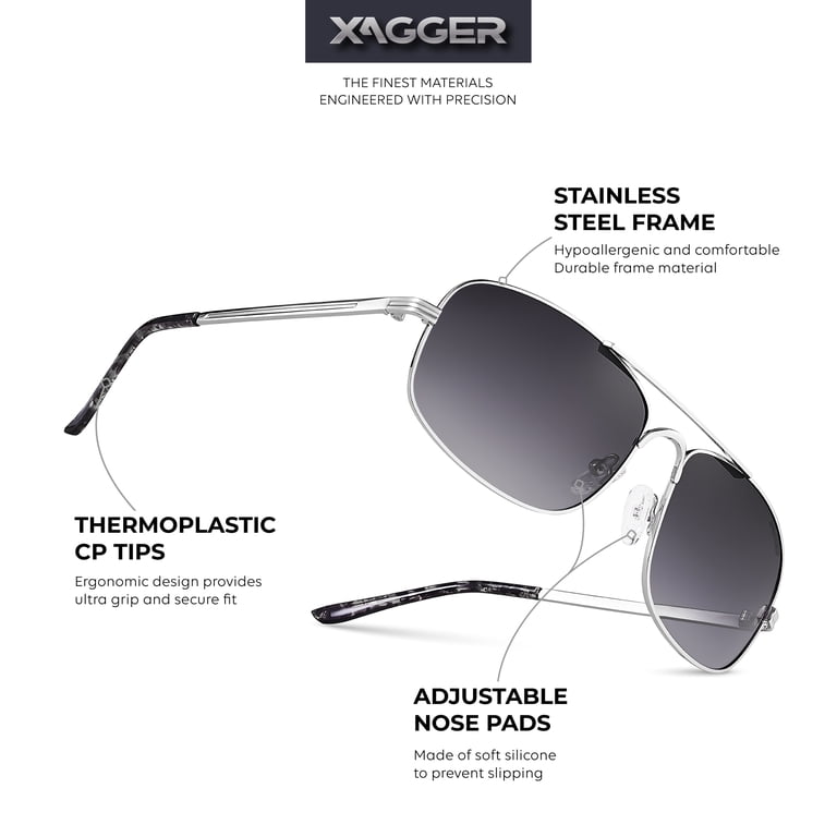 Xagger Polarized Oval Aviator Sunglasses for Men Pilot Metal 