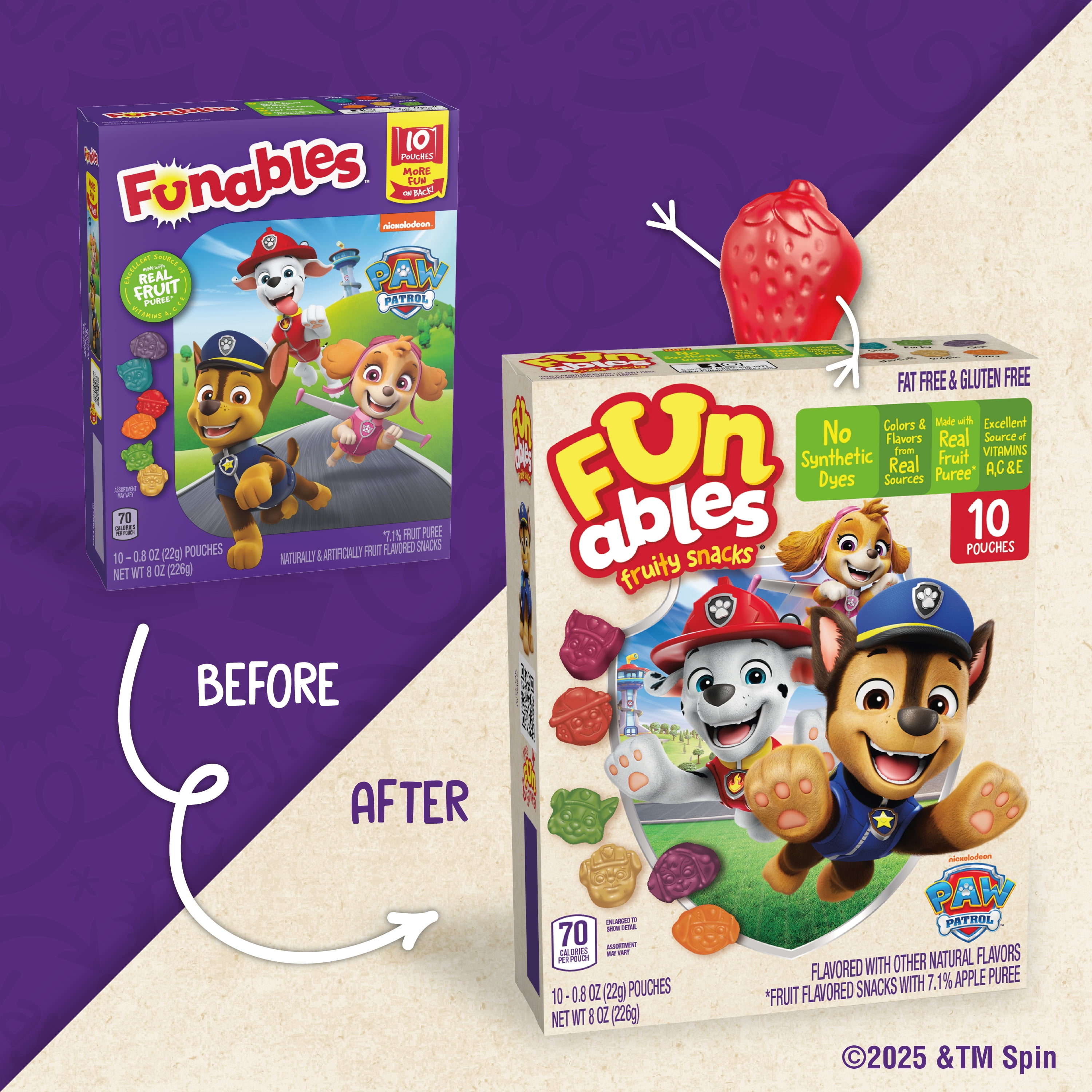 Funables Fruity Snacks, PAW Patrol, Assorted Fruit, Flavored Snacks, 0.8 oz 10 Count