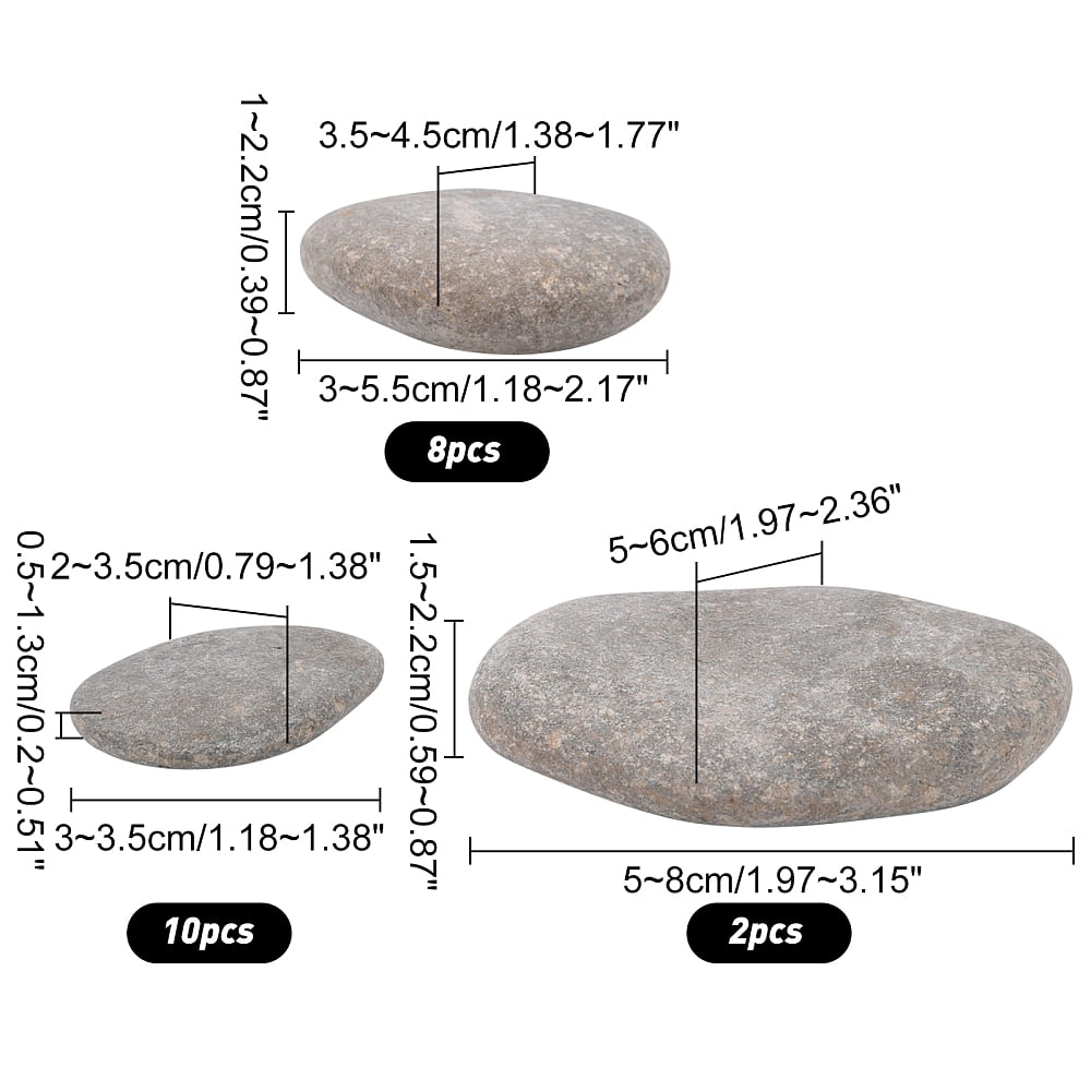 20Pcs 3 Styles Oval Painting Rocks Dark Gray Smooth River Rocks DIY Paint Cobblestone Craft River Rocks for Painting Rocks Arts Crafts Decor DIY