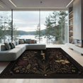 thumbnail image 2 of ODIKA 8'x10' Washable Area Rug Black Gold Celestial Garden Ornate Design Elegant Floral and Moon Phases Motif for Dining Room, Large Office, Lounge, Non-Slip Chair-Friendly Mat, 2 of 7