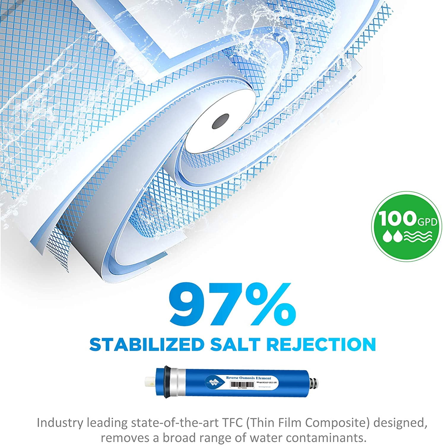Membrane Solutions 100 GPD Complete Replacement Filter Set For Under Sink APEC 5/6/7 Stage Reverse Osmosis System