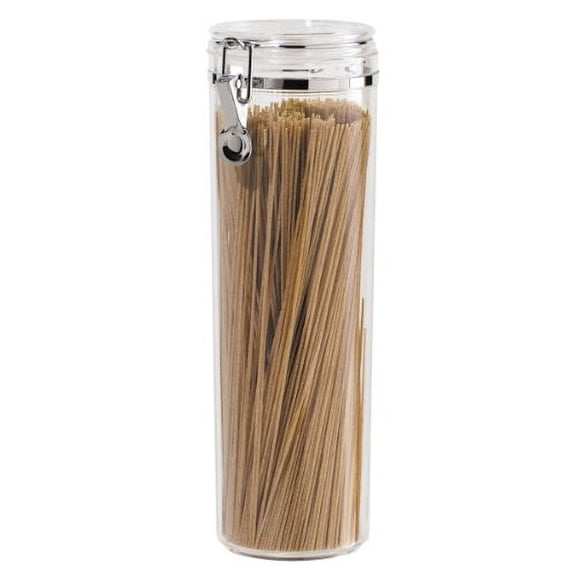 NEW Oggi Acrylic Spaghetti Container Pasta Canister Airtight w/ Clamp 4"x 12"