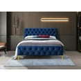 thumbnail image 5 of Omax Decor France Wood and Fabric Upholstered Queen Platform Bed in Blue, 5 of 7