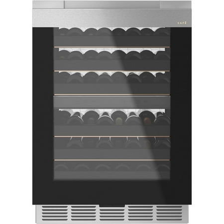 Café - Modern Glass 46-Bottle Built-In Dual Zone Wine Center with WiFi - Platinum glass