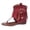 1Red, variant on Flip Flops for Women Summer Fold Over Ankle Boots with Fringe Retro Buckle Strap Slip on Low Wedge Sandals Brown Size 6.5